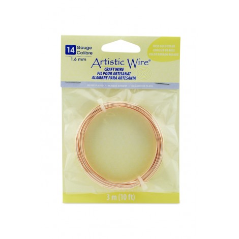 Artistic Wire, 14 Gauge (1.6 mm), Rose Gold Color, 10 ft (3.1 m) 