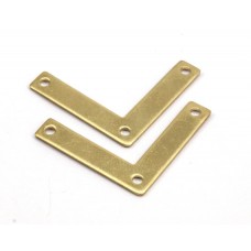 35x20x5mm 20ga Raw Brass Chevron Pendant-Blank with 3 Holes - Pack of 2