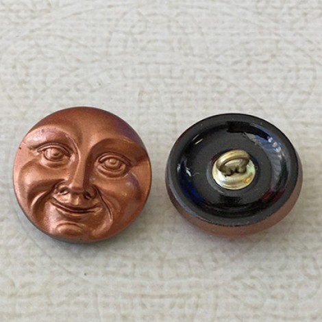 18mm Czech Moon Face Button - Copper