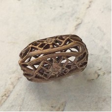 15mm Vintaj Natural Brass Oval Filigree Bead-Wrap - Each
