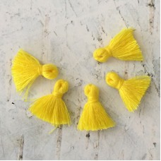 15mm Tiny Cotton Tassels - Yellow - Pack of 10