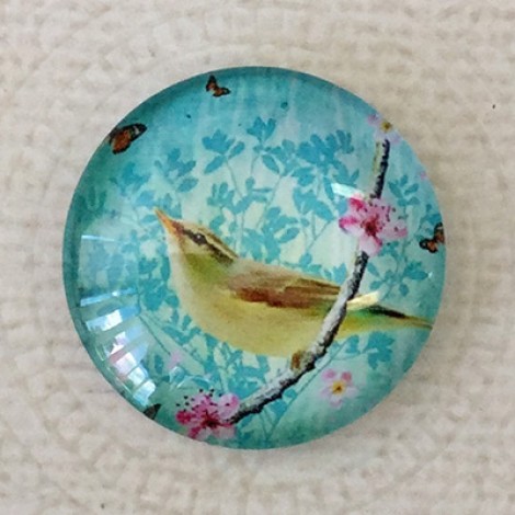 25mm Art Glass Backed Cabochons - Bird Design 11 - Each 25mm Art Glass Backed Cabochons - Bird Design 11 - Each