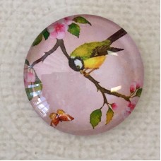 25mm Art Glass Backed Cabochons - Bird Design 2 - Each