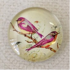 25mm Art Glass Backed Cabochons - Bird Design 3 - Each