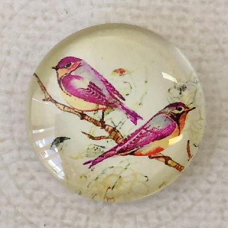 25mm Art Glass Backed Cabochons - Bird Design 3