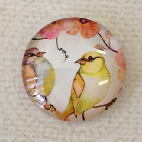 25mm Art Glass Backed Cabochons - Bird Design 4 - Each 25mm Art Glass Backed Cabochons - Bird Design 4 - Each