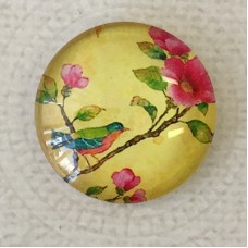 25mm Art Glass Backed Cabochons - Bird Design 6 - Each
