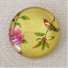 25mm Art Glass Backed Cabochons - Bird Design 7 - Each