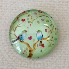 25mm Art Glass Backed Cabochons - Bird Design 9 - Each