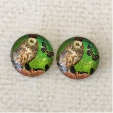 12mm Art Glass Backed Cabochons - World Series Design 11 - Per Pair