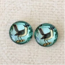 12mm Art Glass Backed Cabochons - World Series Design 3 - Per Pair