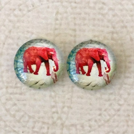 12mm Art Glass Backed Cabochons - World Series Design 8 - Per Pair 12mm Art Glass Backed Cabochons - World Series Design 8 - Per Pair