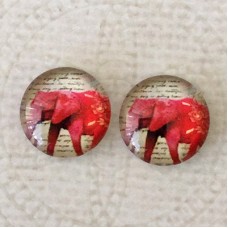 12mm Art Glass Backed Cabochons - World Series Design 9 - Per Pair