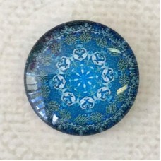 20mm Art Glass Cabochons - Blue Mandala 11 - Each
