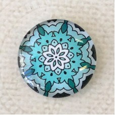 20mm Art Glass Cabochons - Blue Mandala 4 - Each