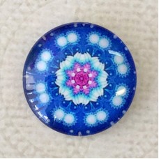 20mm Art Glass Cabochons - Blue Mandala 8 - Each