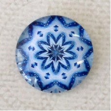 20mm Art Glass Cabochons - Blue Mandala 9 - Each