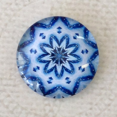 20mm Art Glass Cabochons - Blue Mandala 9