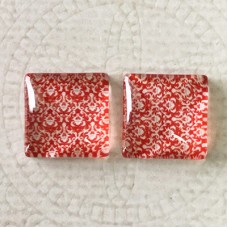 12mm Art Glass Square Cabochons - Tile Designs 12 - Per Pair