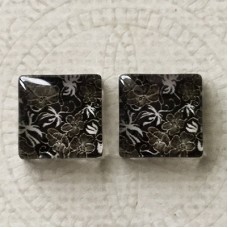 12mm Art Glass Square Cabochons - Tile Designs 3 - Per Pair