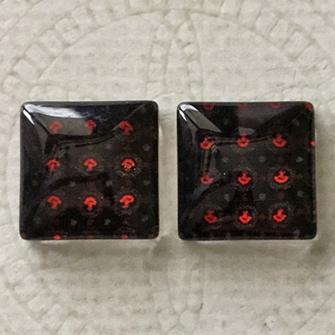 12mm Art Glass Square Cabochons - Tile Designs 5 - Per Pair