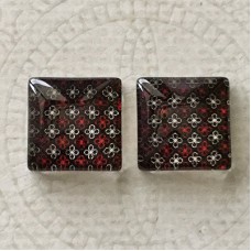 12mm Art Glass Square Cabochons - Tile Designs 7 - Per Pair