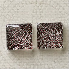 12mm Art Glass Square Cabochons - Tile Designs 8 - Per Pair