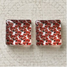 12mm Art Glass Square Cabochons - Tile Designs 9 - Per Pair