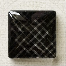 25mm Art Glass Backed Square Cabochons - Black & Red Series Design 1 - Each