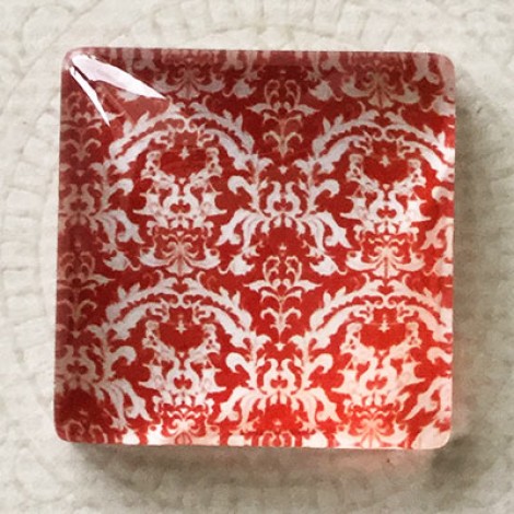 25mm Art Glass Backed Square Cabochons - Black & Red Series Design 11 - Each 25mm Art Glass Backed Square Cabochons - Black & Red Series Design 11 - Each