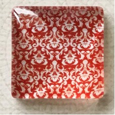 25mm Art Glass Backed Square Cabochons - Black & Red Series Design 12 - Each