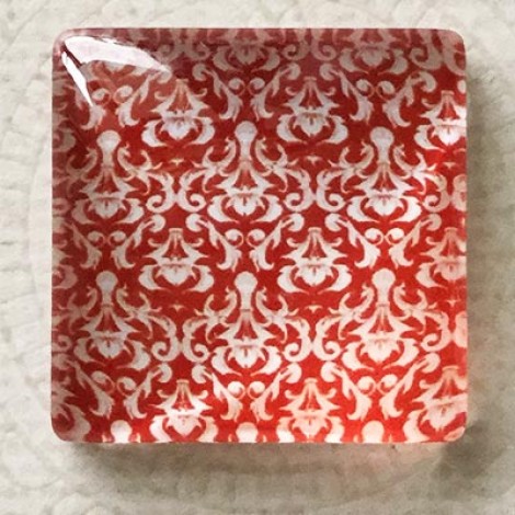 25mm Art Glass Backed Square Cabochons - Black & Red Series Design 12 - Each 25mm Art Glass Backed Square Cabochons - Black & Red Series Design 12 - Each