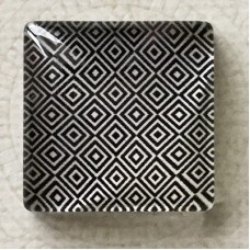 25mm Art Glass Backed Square Cabochons - Black & Red Series Design 2 - Each