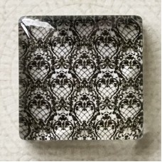 25mm Art Glass Backed Square Cabochons - Black & Red Series Design 4 - Each