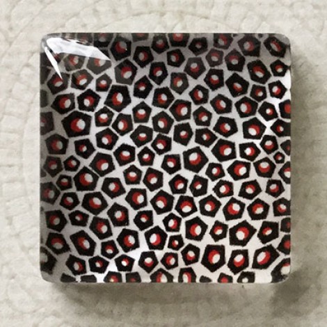 25mm Art Glass Backed Square Cabochons - Black & Red Series Design 8 - Each 25mm Art Glass Backed Square Cabochons - Black & Red Series Design 8 - Each