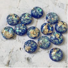 12mm Resin Blue Foil Cabochons - Pack of 10
