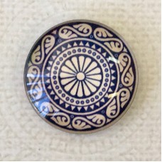 25mm Art Glass Backed Cabochons - Moody Blues Design 1 - Each
