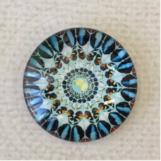 25mm Art Glass Backed Cabochons - Moody Blues Design 10 - Each