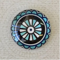 25mm Art Glass Backed Cabochons - Moody Blues Design 11 - Each