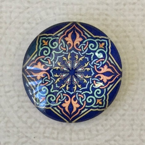 25mm Art Glass Backed Cabochons - Moody Blues Design 4 - Each 25mm Art Glass Backed Cabochons - Moody Blues Design 4 - Each