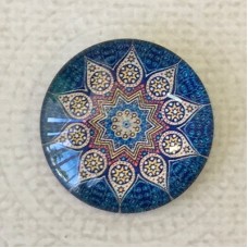 25mm Art Glass Backed Cabochons - Moody Blues Design 5 - Each