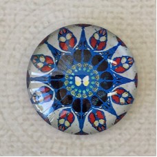 25mm Art Glass Backed Cabochons - Moody Blues Design 6 - Each