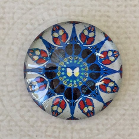 25mm Art Glass Backed Cabochons - Moody Blues Design 6 - Each 25mm Art Glass Backed Cabochons - Moody Blues Design 6 - Each