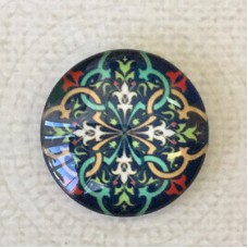 25mm Art Glass Backed Cabochons - Moody Blues Design 8 - Each
