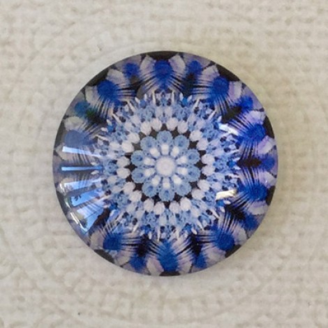 25mm Art Glass Backed Cabochons - Moody Blues Design 9 - Each 25mm Art Glass Backed Cabochons - Moody Blues Design 9 - Each