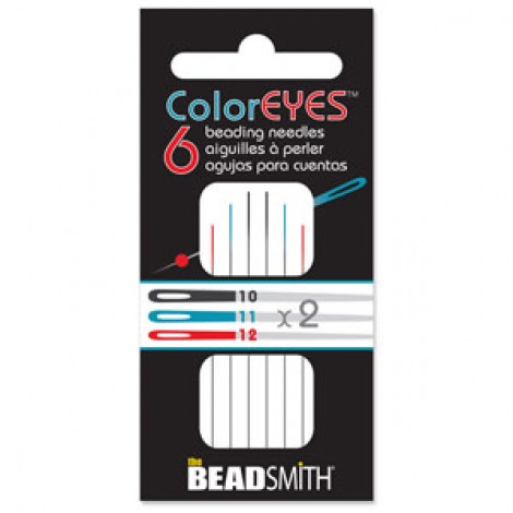 Beadsmith Coloreyes Beading Needles - Assortment - 2 ea of Size 10, 11 & 12