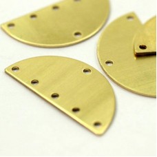 30x15mm 20ga Raw Brass Semi-Circle Blank w-6 Holes - Pack of 4