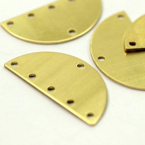 30x15mm 20ga Raw Brass Semi-Circle Blank w-6 Holes - Pack of 4