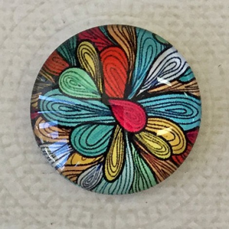 25mm Art Glass Backed Cabochons - Fab 60s Designs 3 - Each 25mm Art Glass Backed Cabochons - Fab 60s Designs 3 - Each