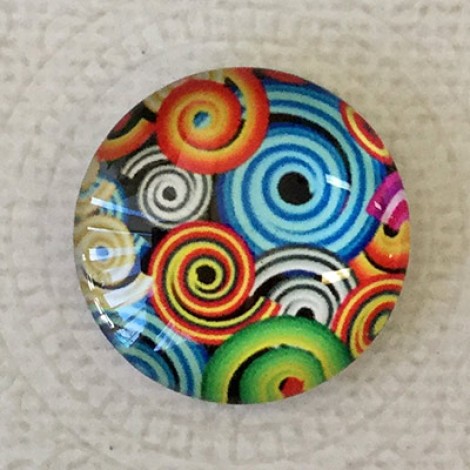 25mm Art Glass Backed Cabochons - Fab 60s Designs 4 - Each 25mm Art Glass Backed Cabochons - Fab 60s Designs 4 - Each